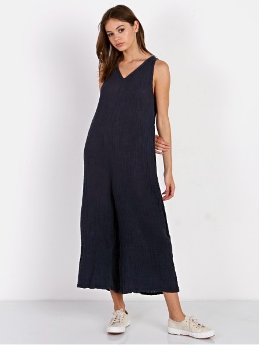 NEW LACAUSA black jumpsuit with V-neck SIZE XS
